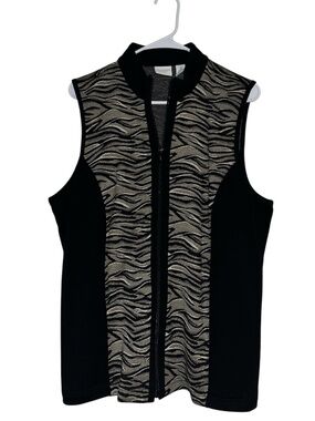 Chico’s Women’s Animal Print Zip Front Outdoor Vest Sz-L